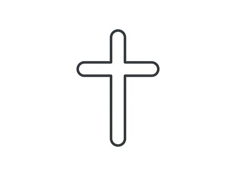 Simple christian cross outline icon religious symbol