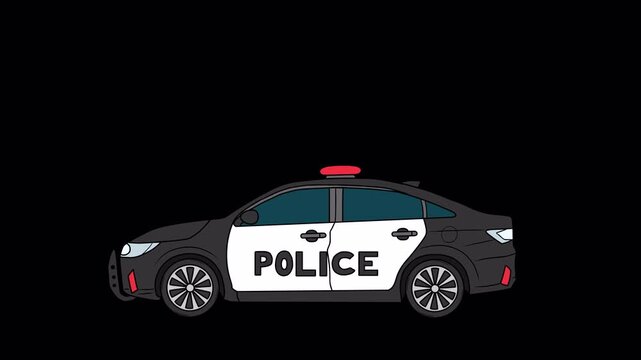 Police Car Side View with Alpha Channel