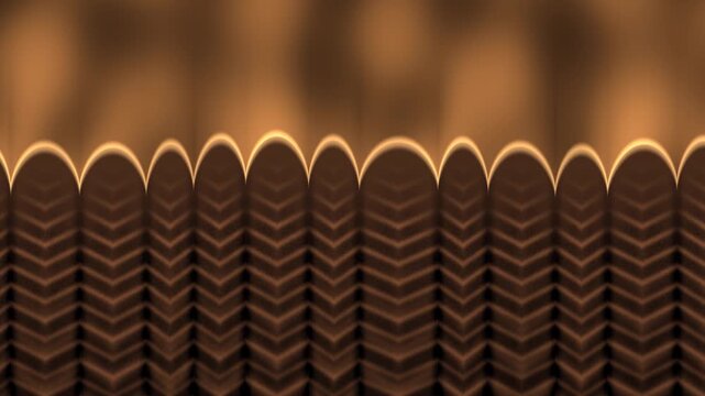 Directional Solidification Front With Columnar Dendrites And Convecting Melt, Seamless Loop in calm orange tones