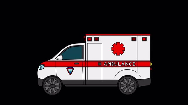 White Ambulance Front View with Alpha Channel