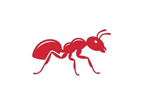 Red ant insect side view simple flat design