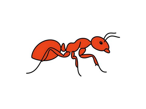 Red ant insect side view isolated on white background