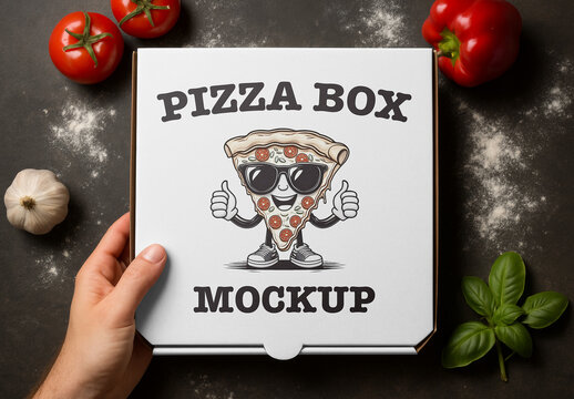 Paper Pizza Box Mockup