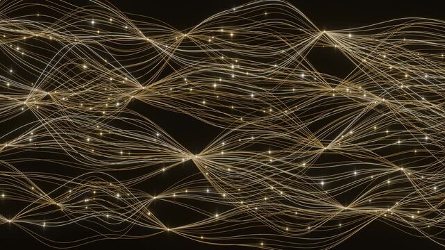 Yellow flow AI agent glow impulse curve neon lines bg able to loop endless 4k