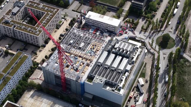Aerial View of New Hyperscale Data Center in Munich Germany