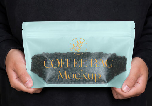 Half Transparent Coffee Bag Mockup