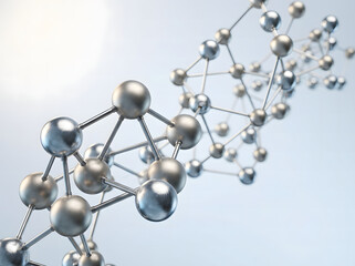 Obraz premium Molecular structure representing biotechnology and genetic engineering with a bright scientific aesthetic