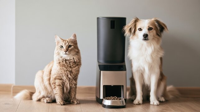 Two Pets Waiting Naturally Beside an Elegant Anon