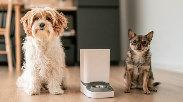 Two Pets Waiting Naturally Beside an Elegant Anon