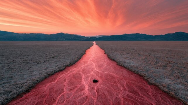 Vast Empty Rocky Desert at Sunrise the Entire