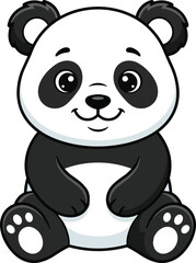 Cute sitting panda cartoon vector illustration for children design, wildlife and nature theme © Faisal