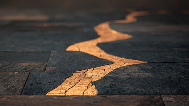 Close Up of Genuinely Cracked Aged Floor Tiles