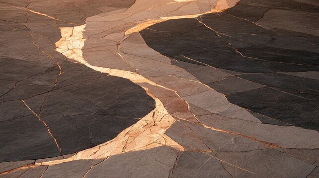 Close Up of Genuinely Cracked Aged Floor Tiles