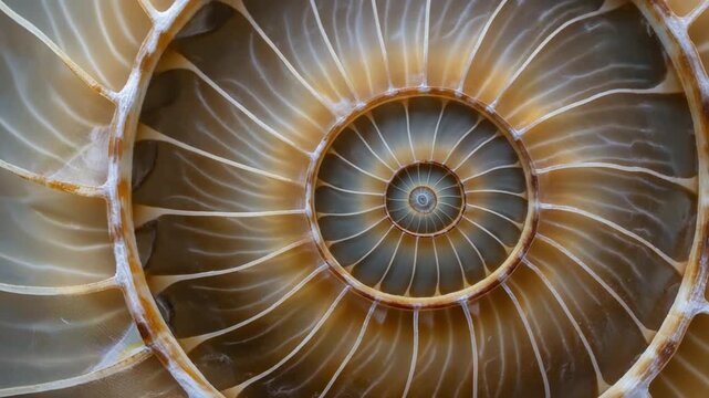Nautilus Shell Spiral Golden Ratio, Fibonacci Sequence, Natural Geometry Macro