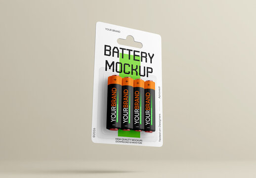 AA Batteries in Pack Mockup