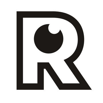 Letter R with Eye, simple modern Logo Design vector.