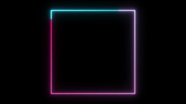 pink and blue dual neon border frame animation glowing screen outline dark background motion graphic element seamless video asset 3840x2160 4k