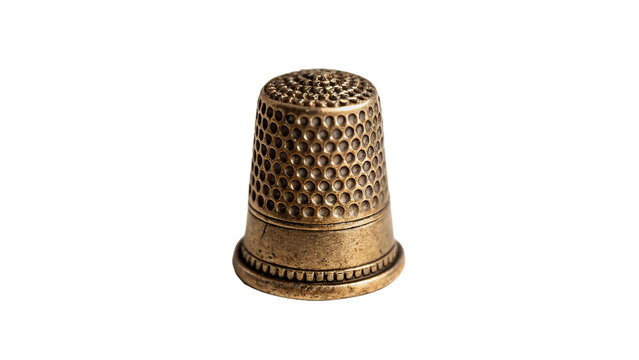 Vintage metal sewing thimble tool isolated on dark background