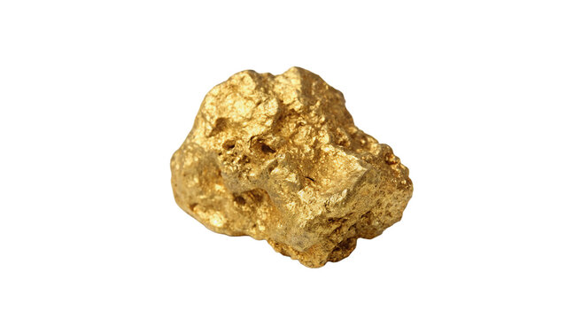 Natural raw gold nugget mineral stone isolated on dark background