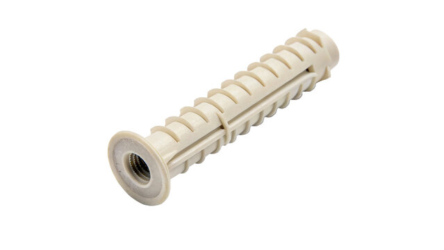 White plastic corrugated ribbed wall dowel plug fastener