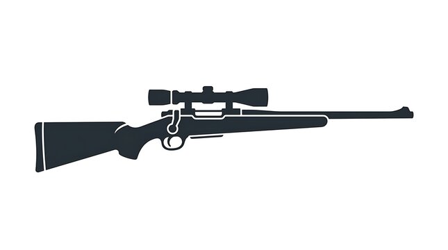 Sniper rifle with an optical sight scope featured in side profile on a pure white background.