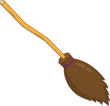 Witch Broomstick Vector Illustration. Halloween Object Design Element Isolated on White Background