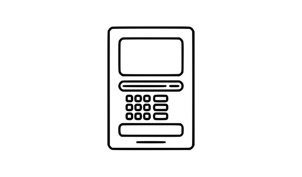 Modern ATM Banking Terminal Editable Stroke Vector Symbol