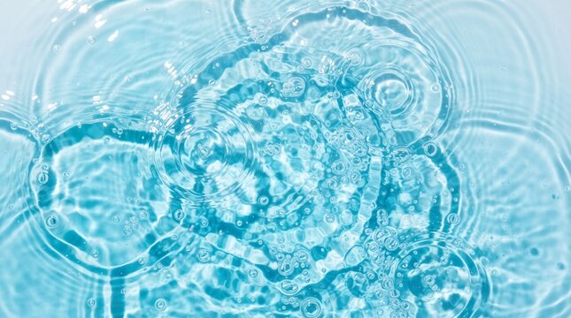 Clear blue water surface with concentric ripples and liquid texture
