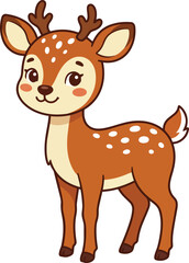 Obraz premium A cute cartoon deer illustration with big expressive eyes and antlers, perfect for children designs