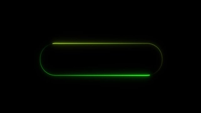 Neon green glowing rounded rectangle border frame animation with smooth light motion for digital and overlays