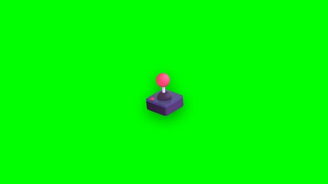 Retro joystick on green screen background video game controller