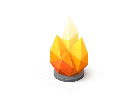 Abstract geometric flame icon on base