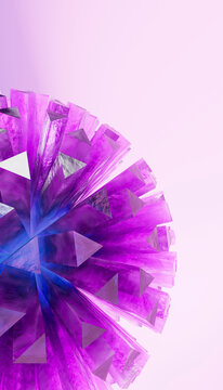 Purple geometric crystal cluster with faceted prisms