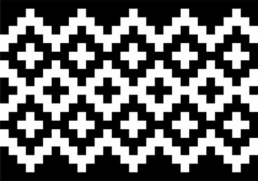 Geometric Black and White Cross Pattern Seamless Background