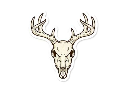Antlered skull illustration with detail