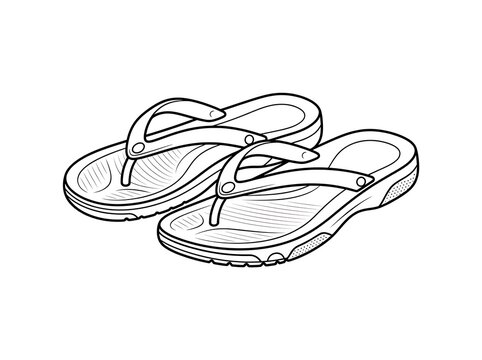 Outline drawing of flip flop sandals