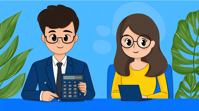 Professional Young Man and Woman Engaged in Business Discussion at a Modern Office Setting