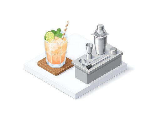 Refreshing beverage preparation set with cocktail