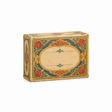 Vintage Retro Soap Box with Ornate Floral Art Nouveau Design on White Background