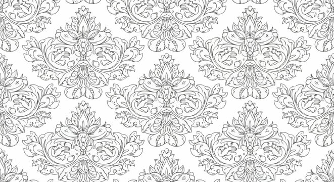 Luxurious floral damask texture for elegant interiors