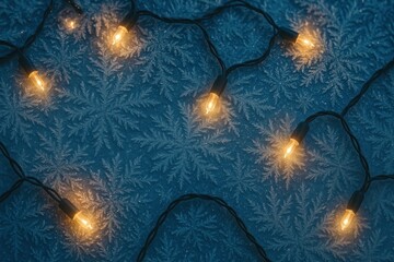 Naklejka premium Warm lights on frosty pattern