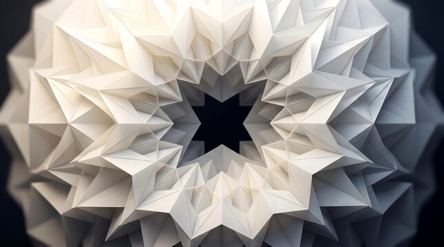 Origami mesh with geometric void, a complex paper sculpture design. abstract art, modern concept