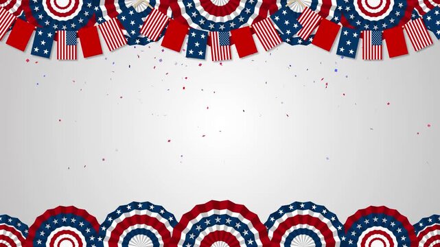 Patriotic USA motion background, suitable for Independence Day, Memorial Day, Veterans Day, patriotic events, American celebrations, advertising, and presentation graphics.