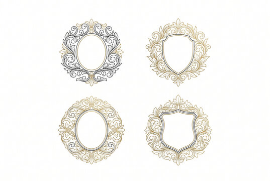 Vintage wedding monogram crest and frame collection