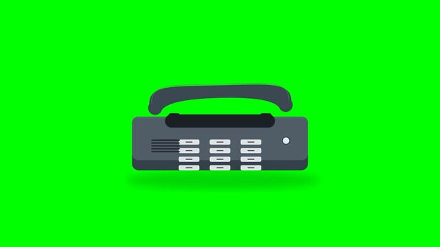 Retro office telephone intercom illustration motion graphics isolated on green screen