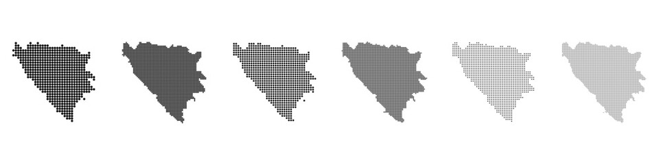 Obraz premium Dot mosaic Bosnia and Herzegovina outline map set