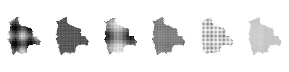 Obraz premium Dot mosaic Bolivia outline map set