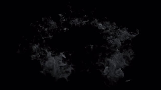 Dark Grey Circular Smoke Explosion With Alpha Channel for Digital Compositing and Graphic Overlays