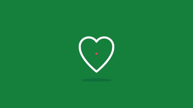 Red Heart Icon Floating on Green Background Motion Graphics Video Clip