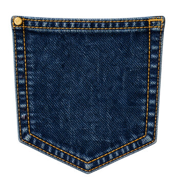 Blue Denim Jeans Pocket Patch with Contrast Stitching and Brass Rivet
